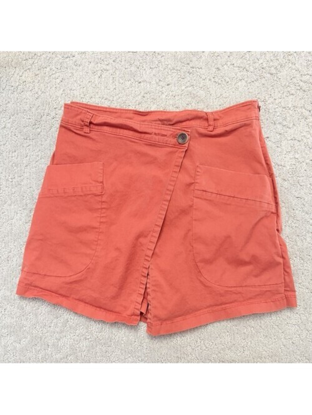 Anthropologie Women’s Orange Canvas Skort 12 Mid Rise Button Pockets